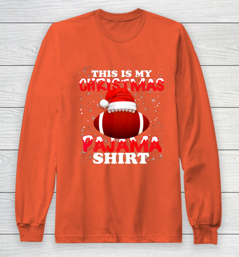 Football Christmas Gifts Santa Hat Funny Xmas Pajamas Long Sleeve T-Shirt 3