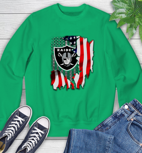 Oakland Raiders NFL Football American Flag Sweatshirt 7