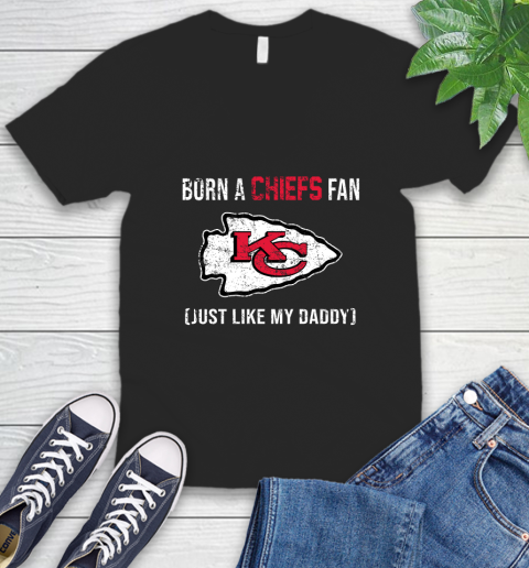 NFL Kansas City Chiefs Football Loyal Fan Just Like My Daddy Shirt V-Neck T-Shirt