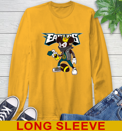 Philadelphia Eagles NFL Football Mickey Peace Sign Sports Long Sleeve T-Shirt 3