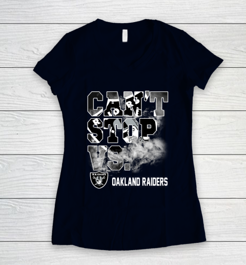 NFL Oakland Raiders Can't Stop Vs Women's V-Neck T-Shirt 2