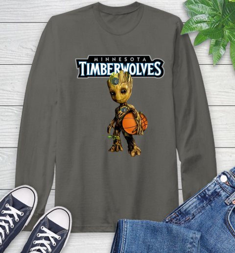 Minnesota Timberwolves NBA Basketball Groot Marvel Guardians Of The Galaxy Long Sleeve T-Shirt 8