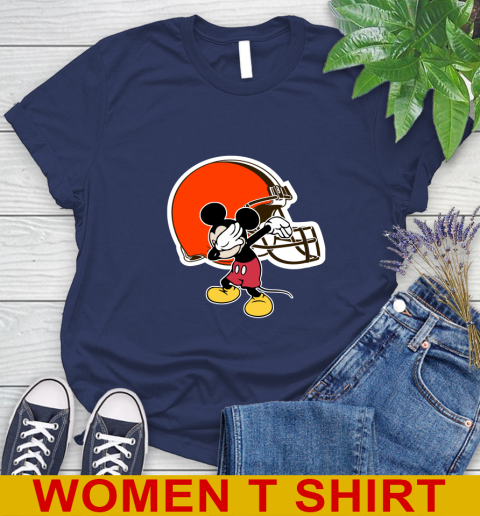 Cleveland Browns NFL Football Dabbing Mickey Disney Sports Women's T-Shirt 12