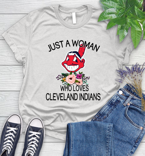 MLB Just A Woman Who Loves Cleveland Indians Baseball Sports Women's T-Shirt