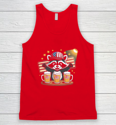 Raccoon red white and brew Funny Independence Day 4th of July Tank Top 4