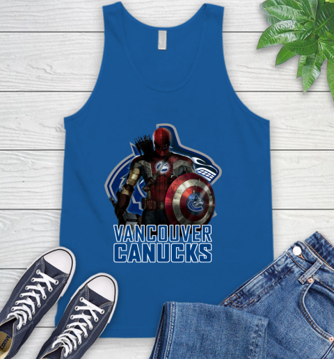 NHL Captain America Thor Spider Man Hawkeye Avengers Endgame Hockey Vancouver Canucks Tank Top 5