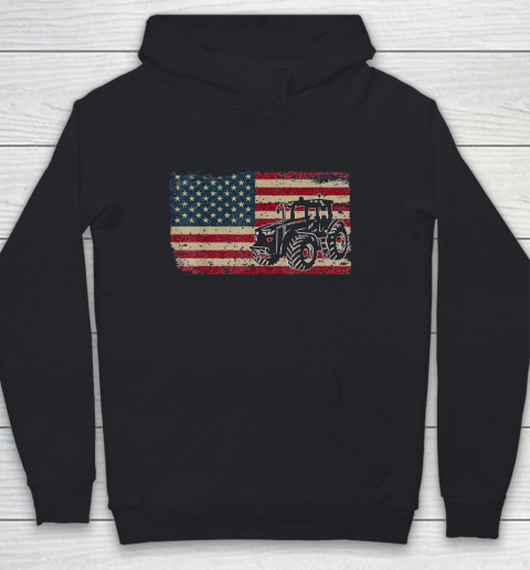4th Of July Farm Tractors USA Flag Patriotic Youth Hoodie