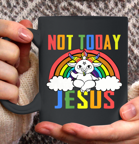 Unicorn Rainbow Not Today Jesus Premium Ceramic Mug 11oz