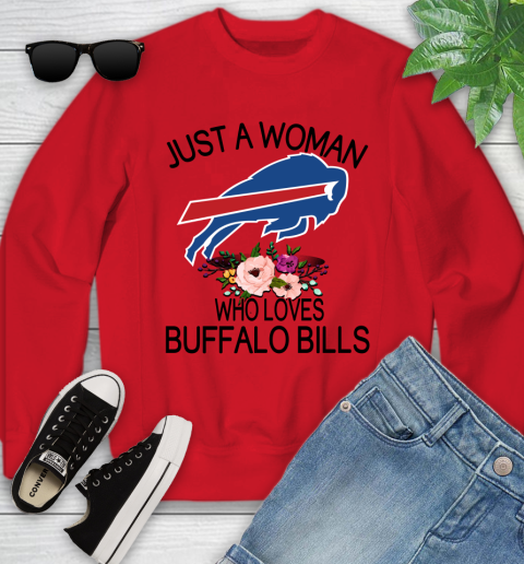 NFL Just A Woman Who Loves Buffalo Bills Football Sports Youth Sweatshirt 5
