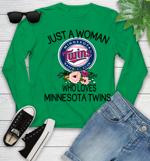 MLB Just A Woman Who Loves Minnesota Twins Baseball Sports Youth Long Sleeve 4