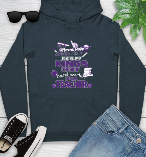 Sacramento Kings NBA I'm A Difference Making Student Caring Basketball Loving Kinda Teacher Youth Hoodie 10