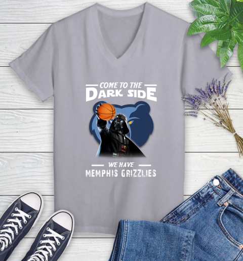 NBA Come To The Dark Side We Have Memphis Grizzlies Star Wars Darth Vader Basketball Women's V-Neck T-Shirt 4