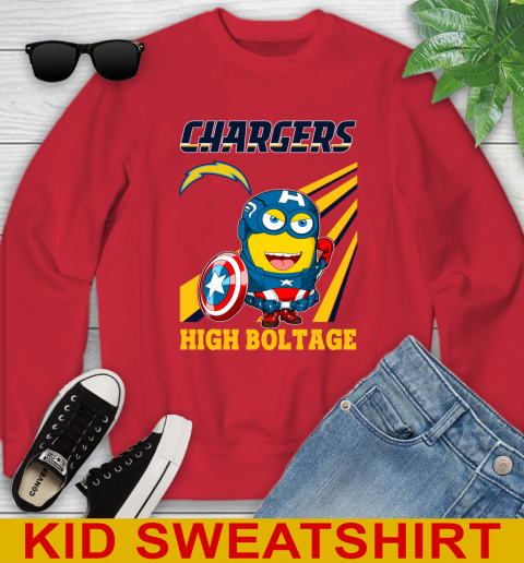 NFL Football Los Angeles Chargers Captain America Marvel Avengers Minion Shirt Youth Sweatshirt 7