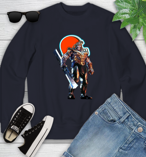 NFL Thanos Gauntlet Avengers Endgame Football Cleveland Browns Youth Sweatshirt 3