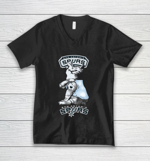 NBA Basketball My Cat Loves San Antonio Spurs V-Neck T-Shirt