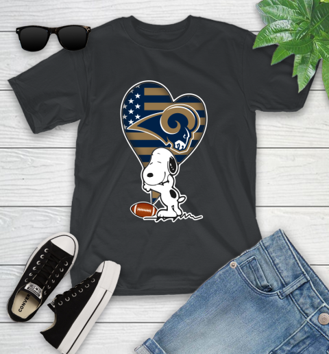 Los Angeles Rams NFL Football The Peanuts Movie Adorable Snoopy Youth T-Shirt 2