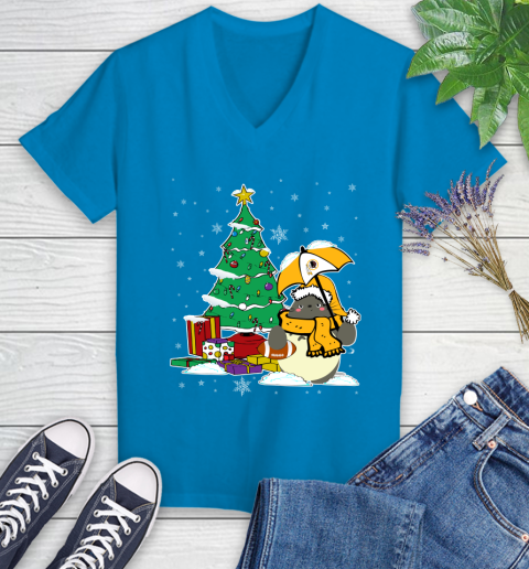 Washington Redskins NFL Football Cute Tonari No Totoro Christmas Sports Women's V-Neck T-Shirt 7