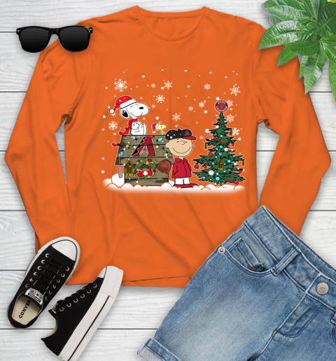 MLB Arizona Diamondbacks Snoopy Charlie Brown Christmas Baseball Commissioner's Trophy Youth Long Sleeve 3