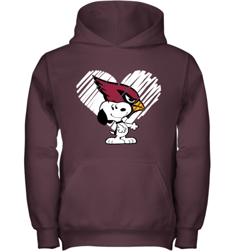 wckd happy christmas with arizona cardinals snoopy youth hoodie 43 front maroon