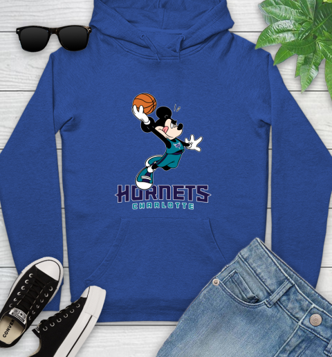 NBA Basketball Charlotte Hornets Cheerful Mickey Mouse Shirt Youth Hoodie 9
