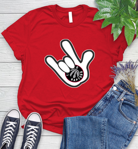 Toronto Raptors NBA Basketball Mickey Rock Hand Disney Women's T-Shirt 9