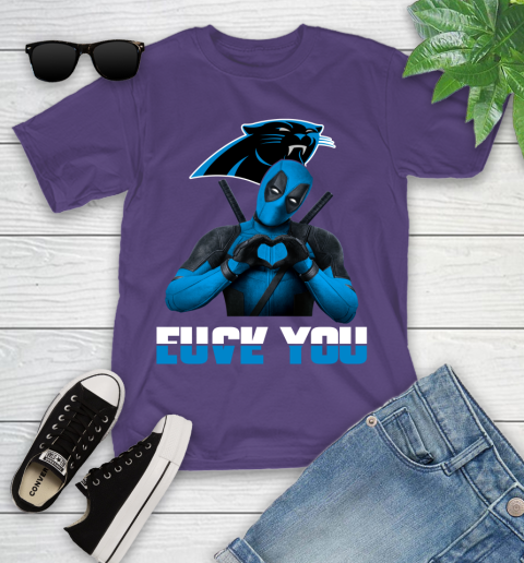 NHL Carolina Panthers Deadpool Love You Fuck You Football Sports Youth T-Shirt 3