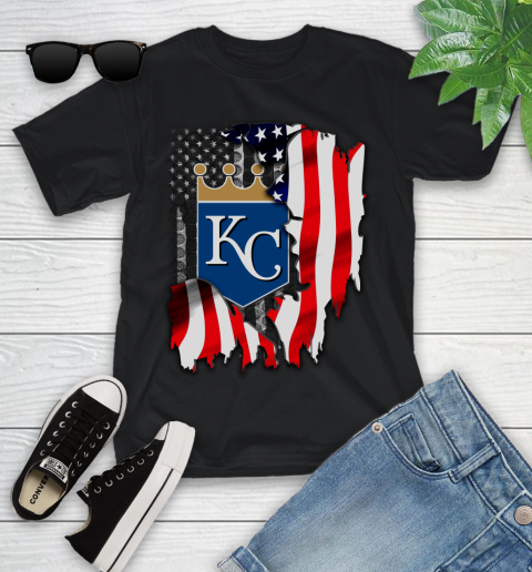 Kansas City Royals MLB Baseball American Flag Youth T-Shirt
