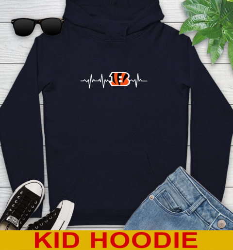 Cincinnati Bengals NFL Football Heart Beat Shirt Youth Hoodie 3