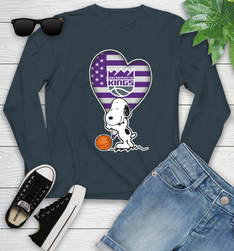 Sacramento Kings NBA Basketball The Peanuts Movie Adorable Snoopy Youth Long Sleeve 8