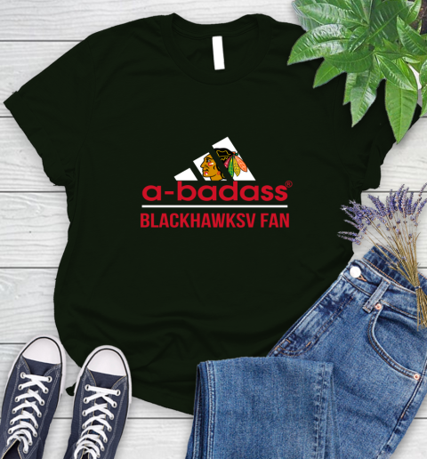 NHL A Badass Chicago Blackhawks Fan Adidas Hockey Sports Women's T-Shirt 6