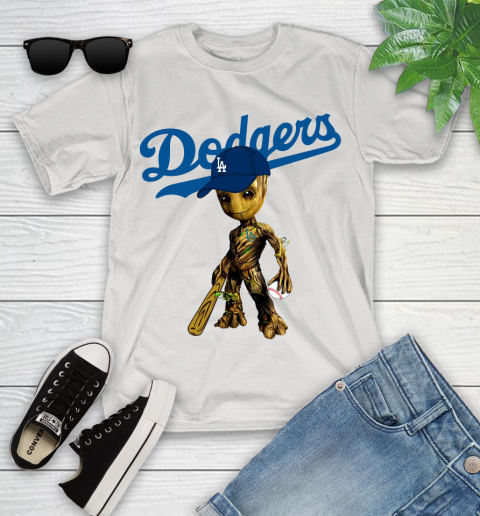 MLB Los Angeles Dodgers Groot Guardians Of The Galaxy Baseball Youth T-Shirt