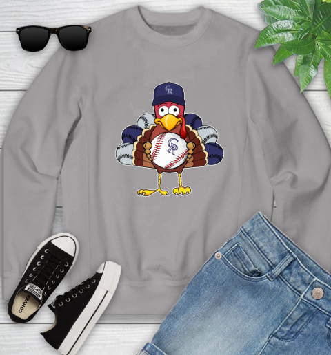 Colorado Rockies Turkey thanksgiving Youth Sweatshirt 4