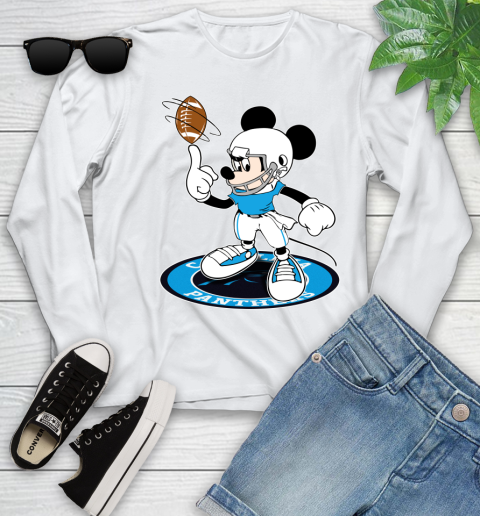 NFL Football Carolina Panthers Cheerful Mickey Disney Shirt Youth Long Sleeve 2