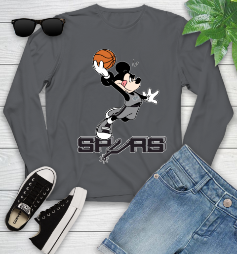 NBA Basketball San Antonio Spurs Cheerful Mickey Mouse Shirt Youth Long Sleeve 8