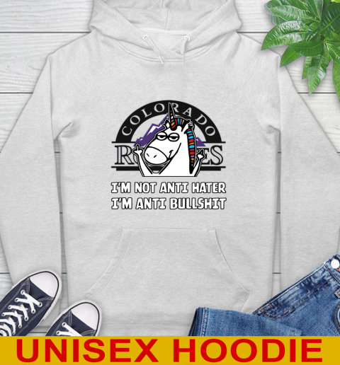 Colorado Rockies MLB Baseball Unicorn I'm Not Anti Hater I'm Anti Bullshit Hoodie