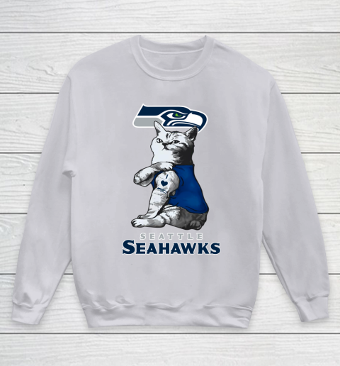 NFL Football My Cat Loves Seattle Seahawks Youth Sweatshirt 3