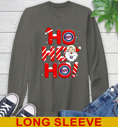 Minnesota Twins MLB Baseball Ho Ho Ho Santa Claus Merry Christmas Shirt Long Sleeve T-Shirt 10