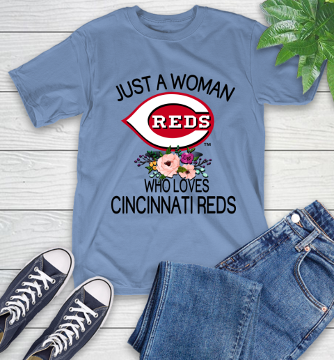 MLB Just A Woman Who Loves Cincinnati Reds Baseball Sports T-Shirt 11
