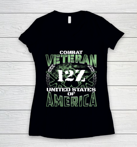 Veteran Shirt 12Z MOS United States Combat Veteran Women's V-Neck T-Shirt