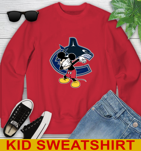Vancouver Canucks NHL Hockey Dabbing Mickey Disney Sports Youth Sweatshirt 8