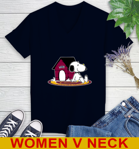 NBA Basketball Cleveland Cavaliers Snoopy The Peanuts Movie Shirt Women's V-Neck T-Shirt 3