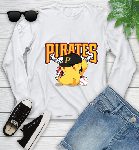 MLB Pikachu Baseball Sports Pittsburgh Pirates Youth Long Sleeve