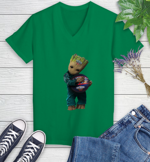 NBA Groot Guardians Of The Galaxy Basketball Sports New Orleans Pelicans Women's V-Neck T-Shirt 5