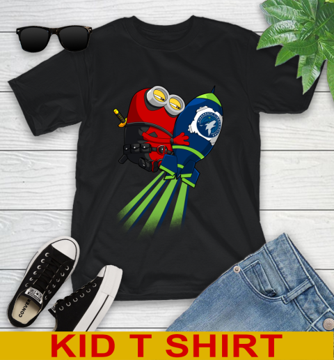 NBA Basketball Minnesota Timberwolves Deadpool Minion Marvel Shirt Youth T-Shirt