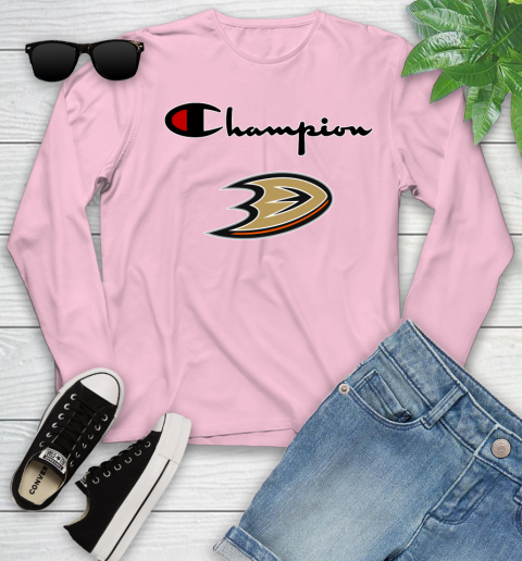 NHL Hockey Anaheim Ducks Champion Shirt Youth Long Sleeve 8