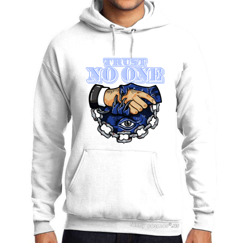 Royal Matching Sneaker Tshirt Trust No One Eye Blue and Black Jordan Tshirt