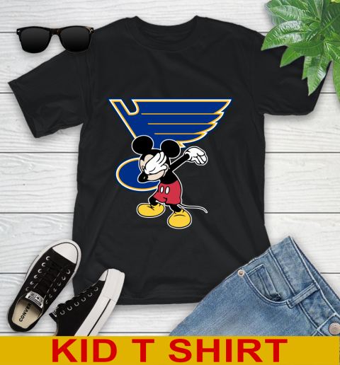 St.Louis Blues NHL Hockey Dabbing Mickey Disney Sports Youth T-Shirt 2