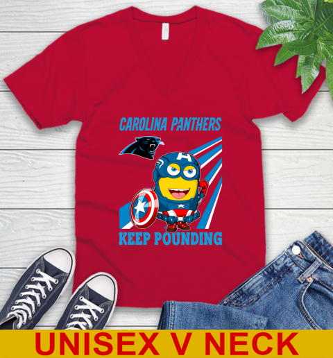 NFL Football Carolina Panthers Captain America Marvel Avengers Minion Shirt V-Neck T-Shirt 6