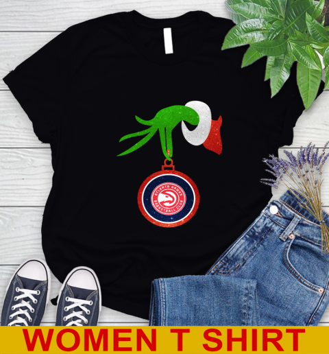 Atlanta Hawks Grinch Merry Christmas NBA Basketball Women's T-Shirt 2