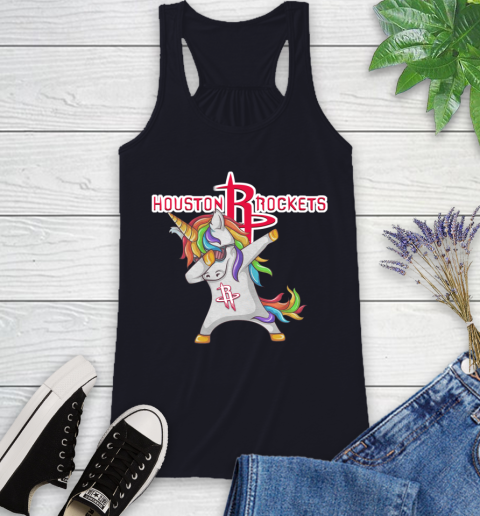 Houston Rockets NBA Basketball Funny Unicorn Dabbing Sports Racerback Tank 10